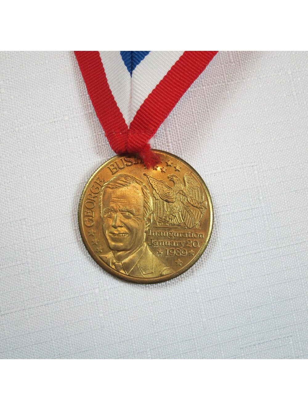 George H W Bush 41st President 1989 Inauguration Medal Ribbon Dan Quayle Vintage